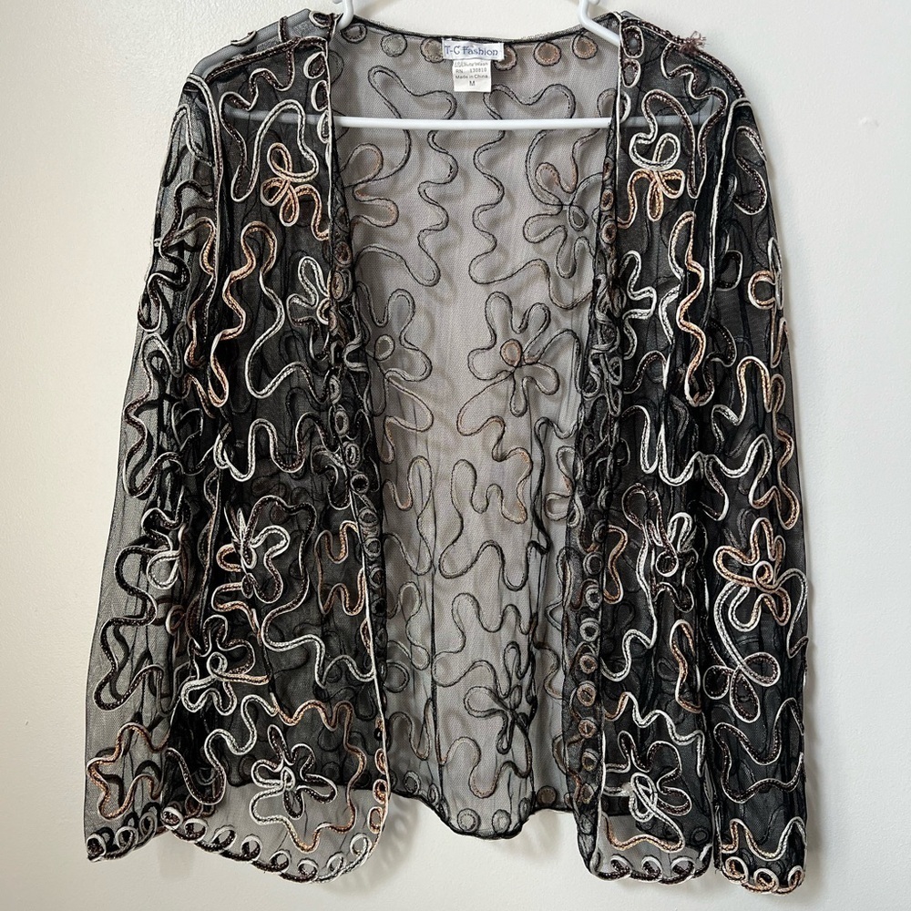 Vintage Sheer Open Front Y2K Duster Jacket Lightweight Festival Layering Piece